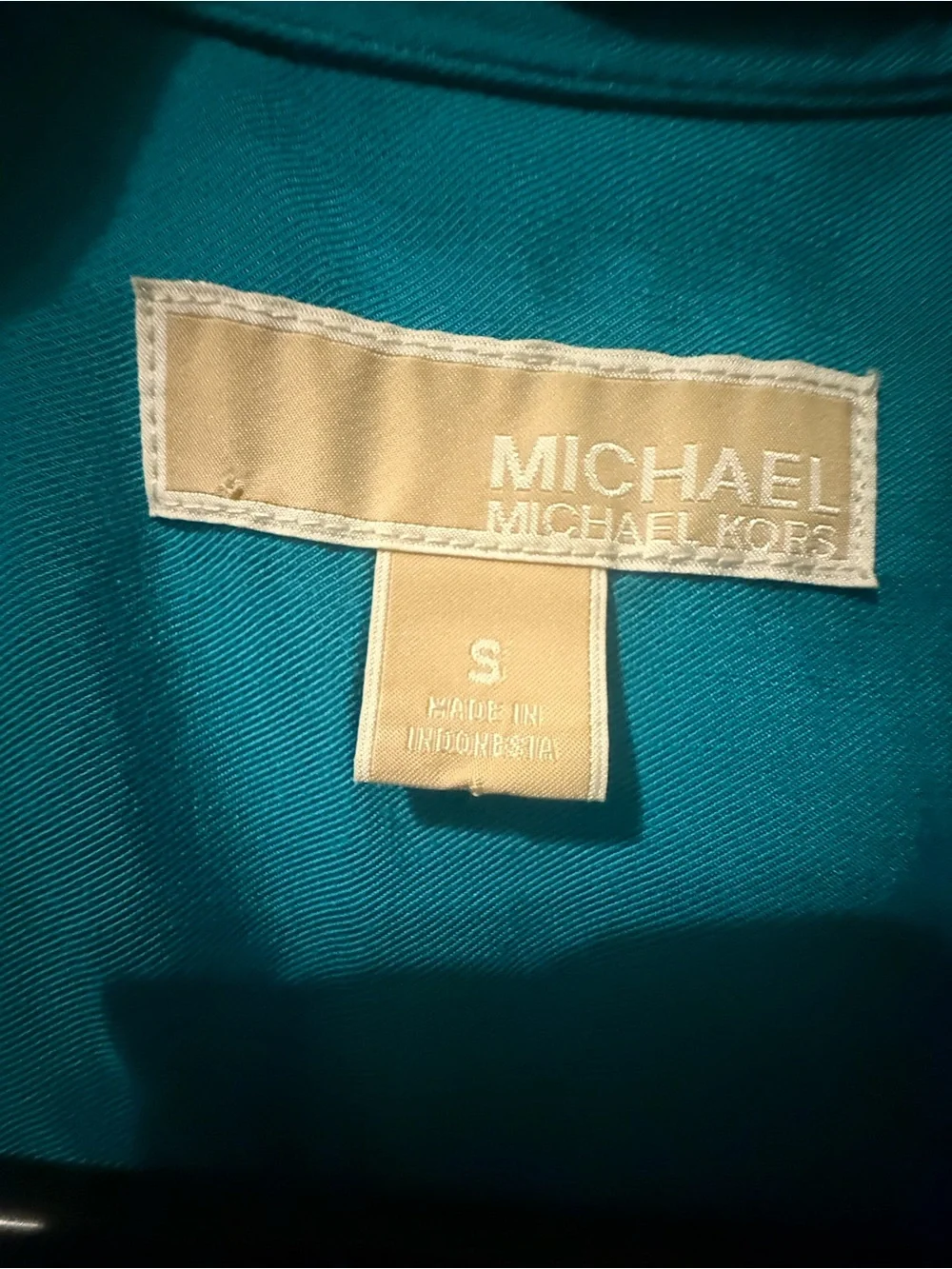 Michael Michael Kors Teal Utility Cinch-Waist Shirt Dress Gold Hardware - Size S